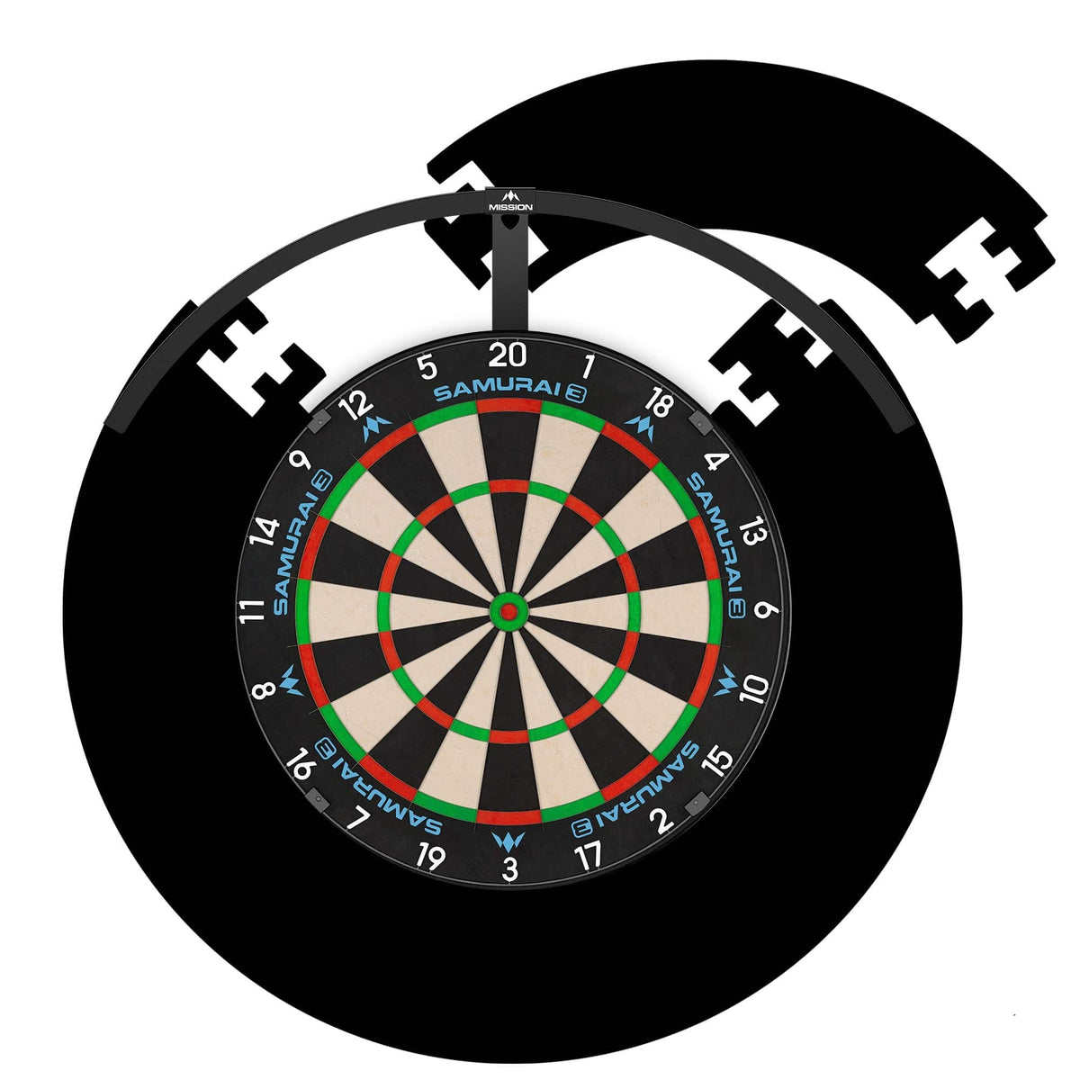 Mission Samurai 3 Dartboard Set - Dart Board, Black Jigsaw Surround & Torus 120 Light