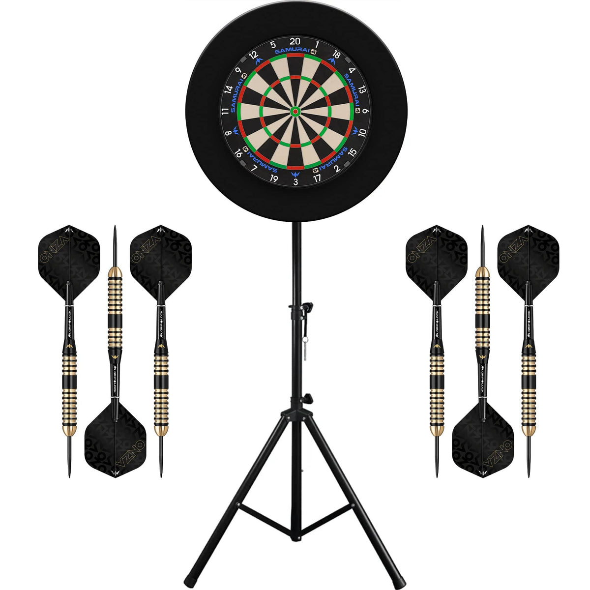 Mission Samurai 4 Dartboard & Stand Set - Dart Board, Surround, Stand and Darts Samurai 4 White