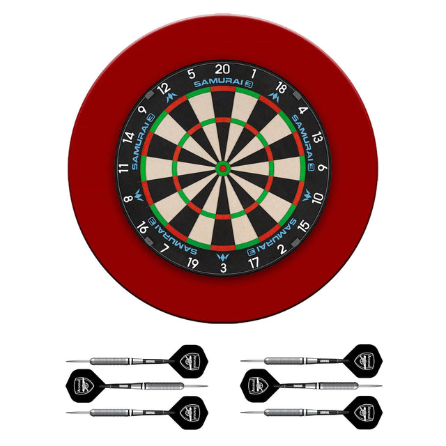 Mission Samurai 3 x Arsenal Dartboard Set - Dart Board, Surround & 2 sets of Brass Darts