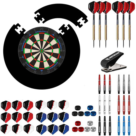Mission Samurai 4 Graphite Dartboard Starter Set - Dart Board, Jigsaw Surround, Darts & Accessories