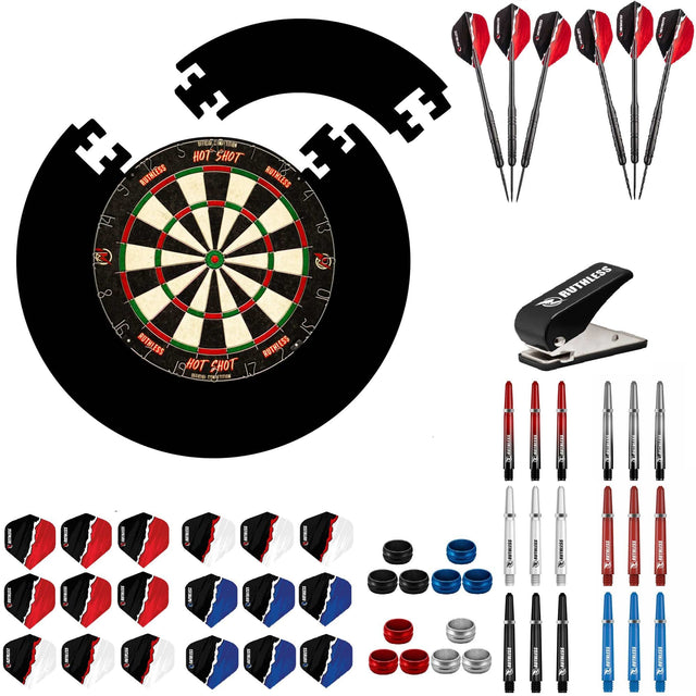Ruthless Hotshot Dartboard Starter Set - Dartboard, Jigsaw Surround, Darts & Accessories