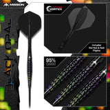 Mission Black Opal Darts - Steel Tip - 95% Tungsten - Black & Coral PVD