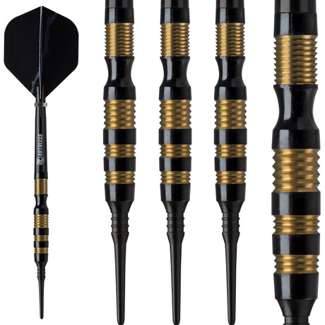 *Ruthless Black Talon Darts - Soft Tip Tungsten - BW 16.0g - Gold Ring - 18g 18g