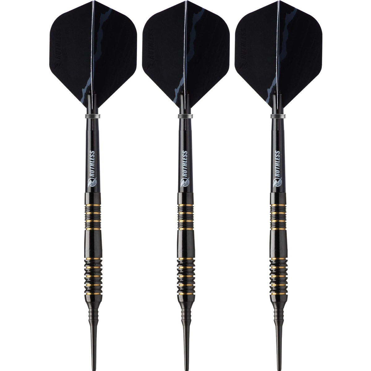 *Ruthless Black Wolf Darts - Soft Tip Tungsten - BW 16.0g - Gold Ring - 18g 18g