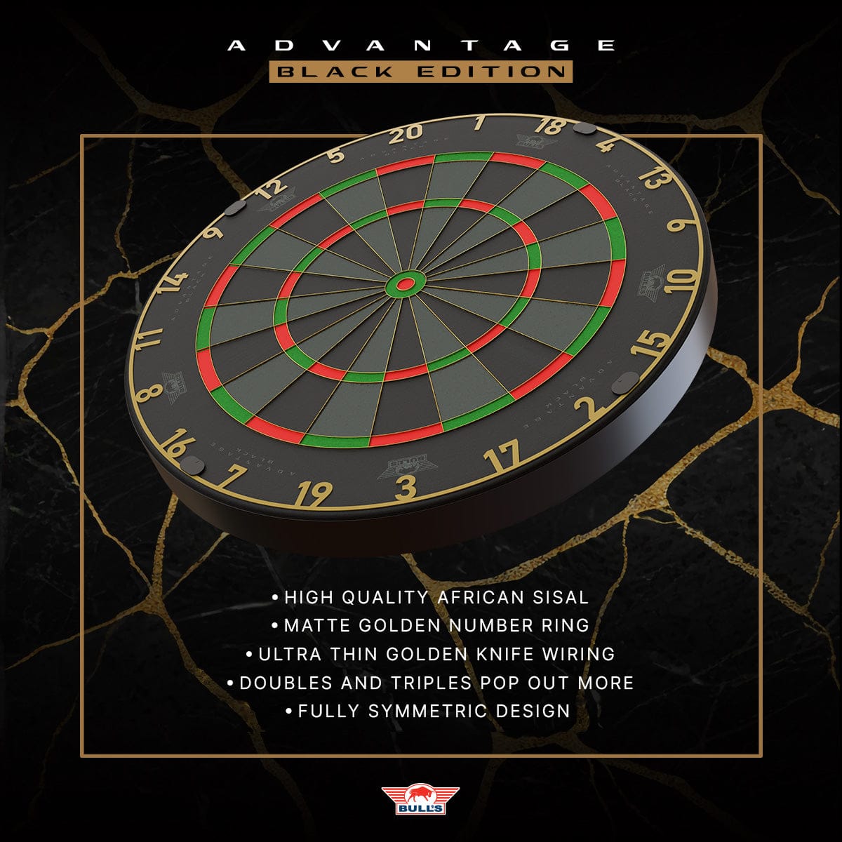 Bulls Advantage Dartboard - Professional - Black