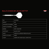 Bulls Chaos Darts - Soft Tip - 90% Tungsten - Blue 19g