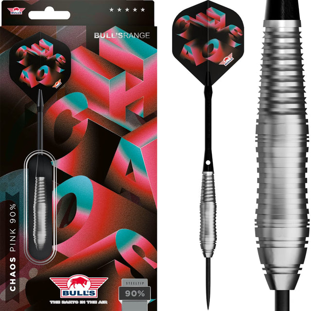 Bulls Chaos Darts - Steel Tip - 90% Tungsten - Pink