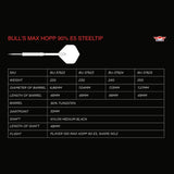 Bulls Max Hopp Darts - Steel Tip - 90% Tungsten - E5