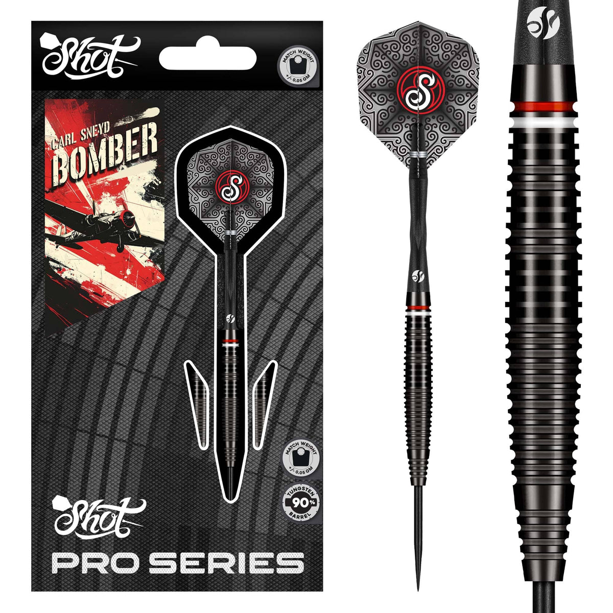 Shot Pro Series Darts - Steel Tip - 90% Tungsten - Carl Sneyd 23g