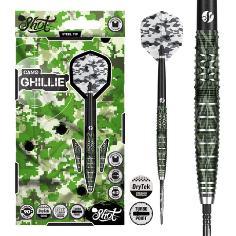 Shot Camo Turbo Darts - Steel Tip - 90% Tungsten - Ghillie