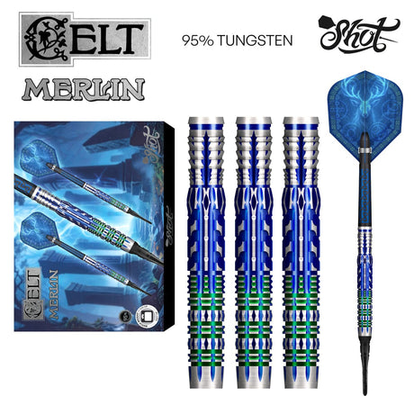 Shot Celt Darts - Soft Tip - 95% Tungsten - Merlin 20g