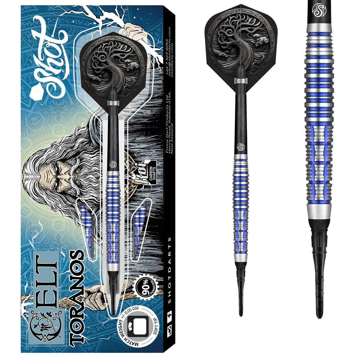 Shot Celt Darts - Soft Tip - 90% Tungsten - Toranos - 20g