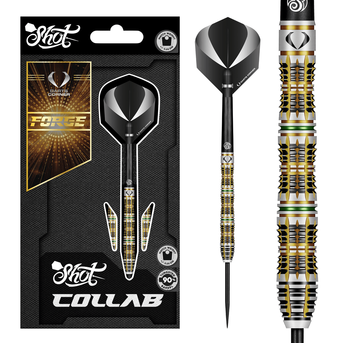 Shot x DC Collab Darts - Steel Tip - 90% Tungsten - Forge