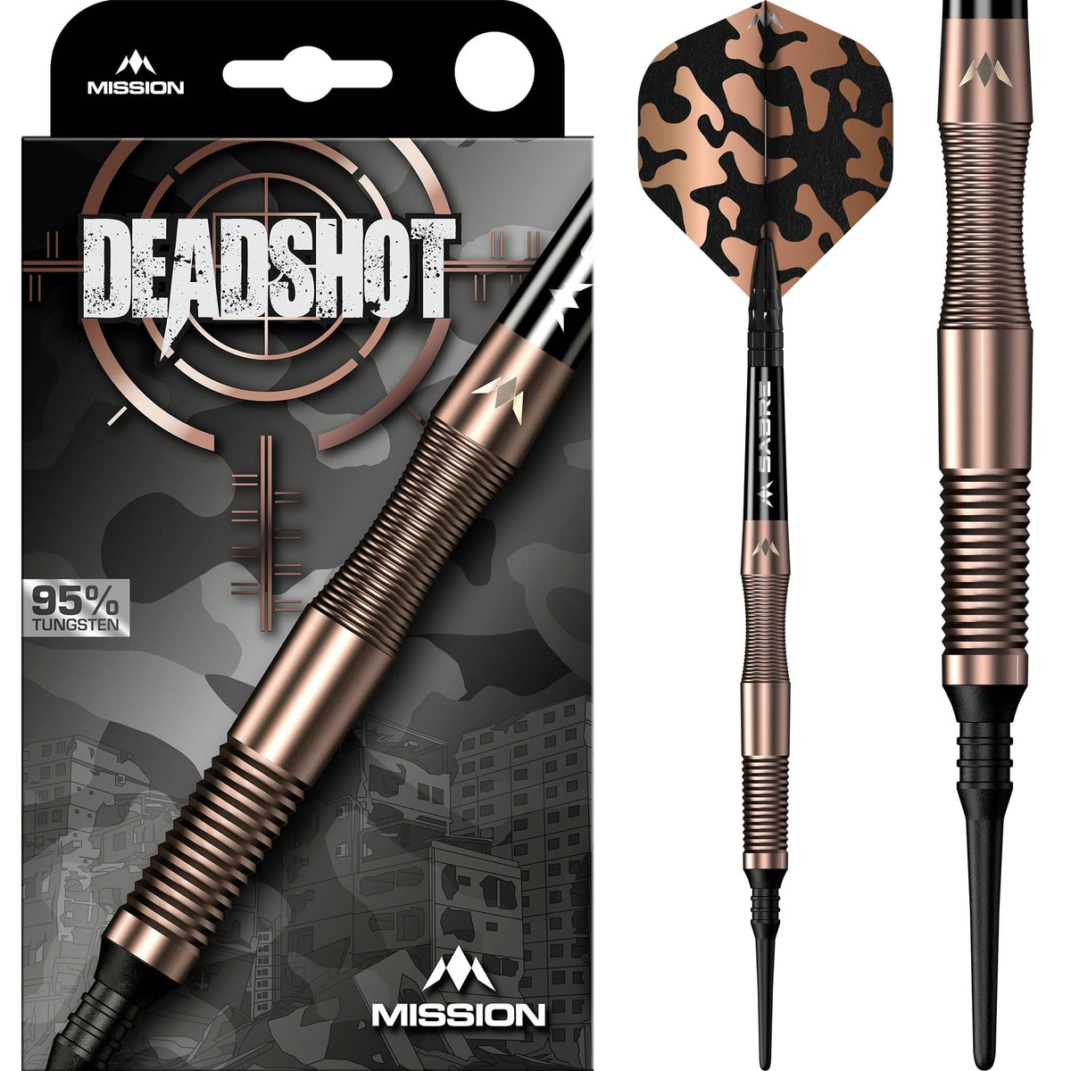 Mission Dead Shot Darts - Soft Tip - 95% Tungsten - Bronze - 19g