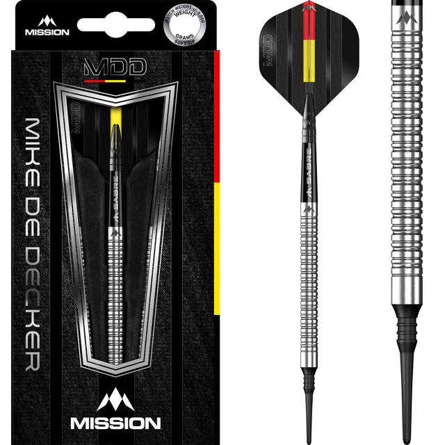 Mission Mike De Decker Darts - Soft Tip - 95% Tungsten - Silver - 20g