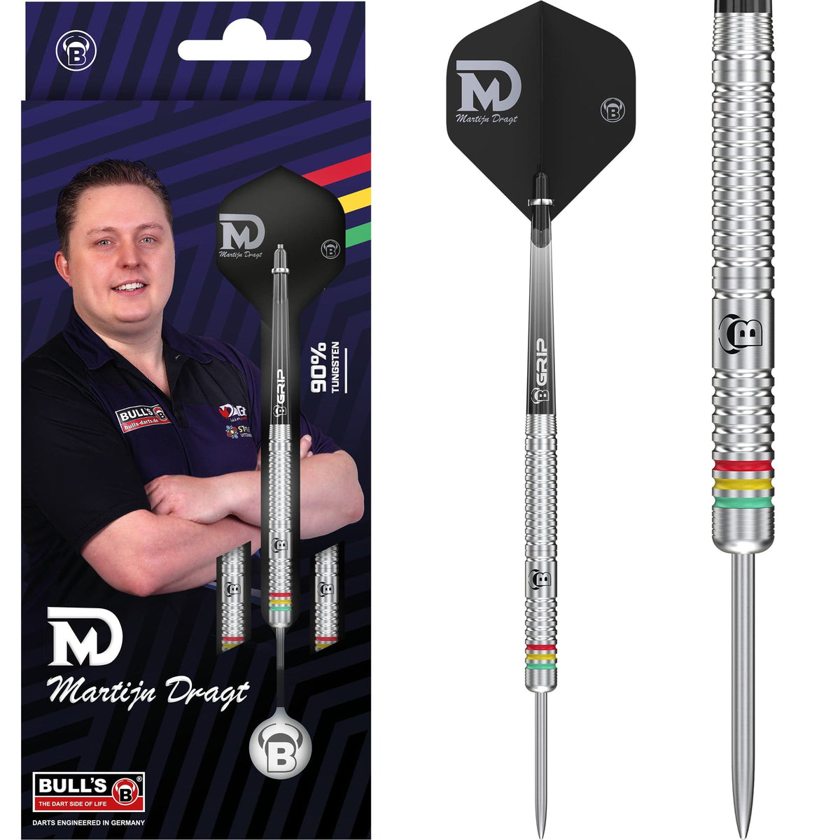 BULL'S Martijn Dragt Darts - Steel Tip - 90% Tungsten - 24g