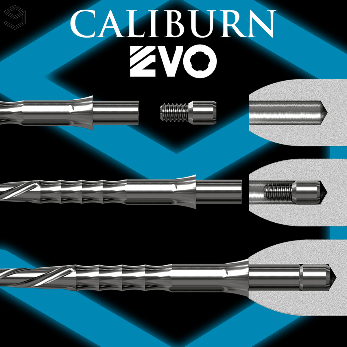 Caliburn Evo Dart Points - Push Fit with Tool - Easy Replace - Spiro - No Lip - Black