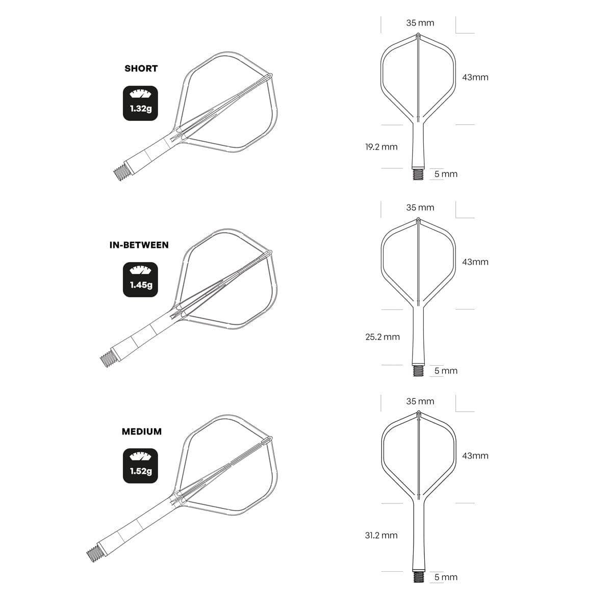 Shot Flight Deck - One Piece Dart Flight and Shaft System - Tricolor - Medium