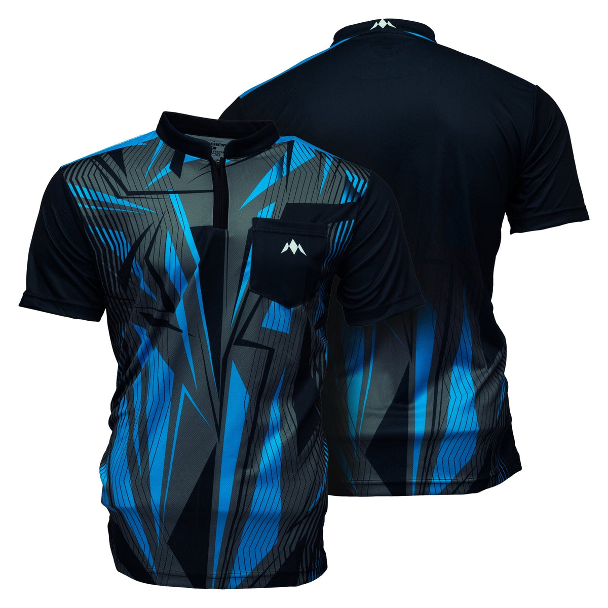 Mission Darts Flint Dart Shirt - Collarless - Lightweight - Black & Blue