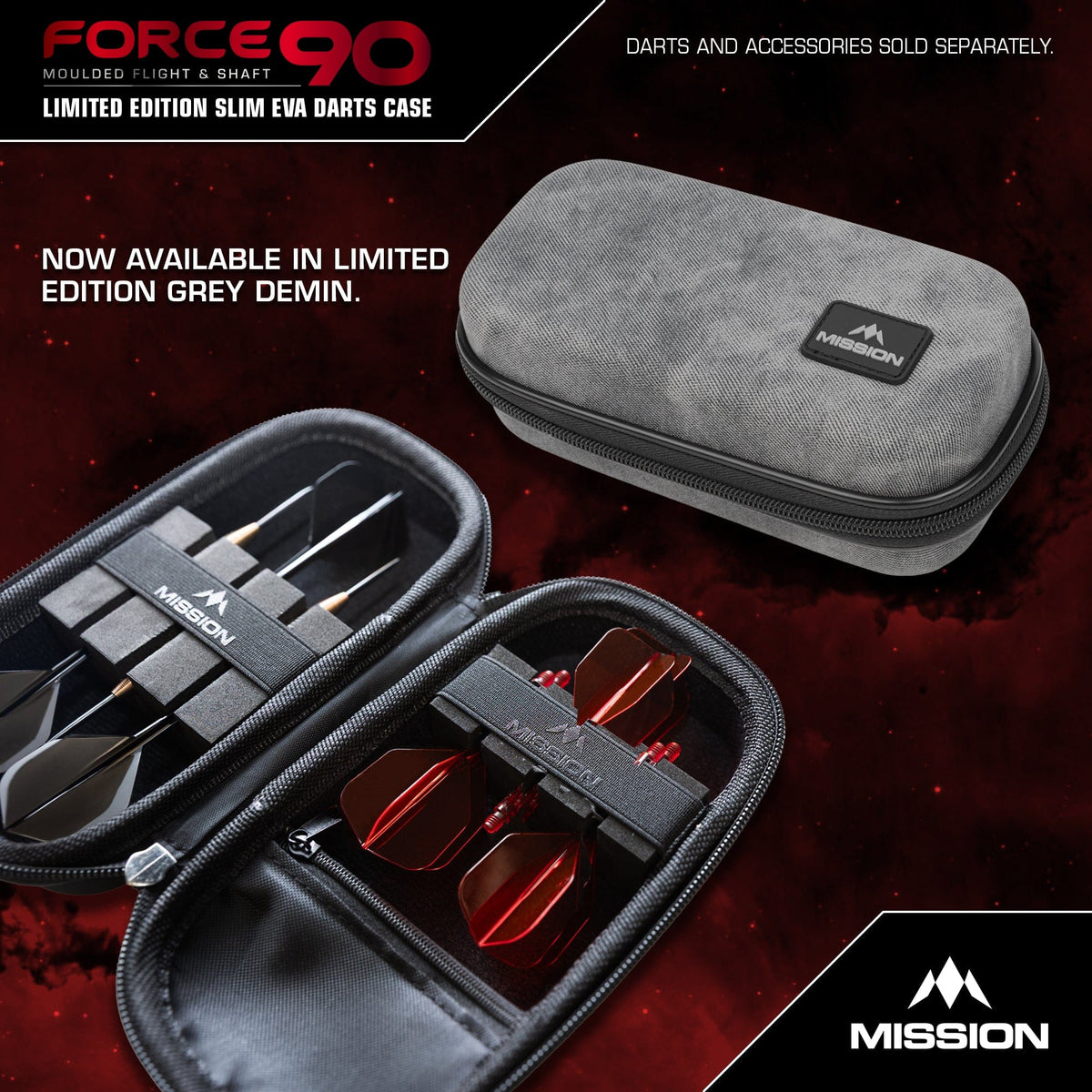 Mission Force 90 Dart Case - EVA Moulded Wallet - Limited Edition - Slim - Grey Denim