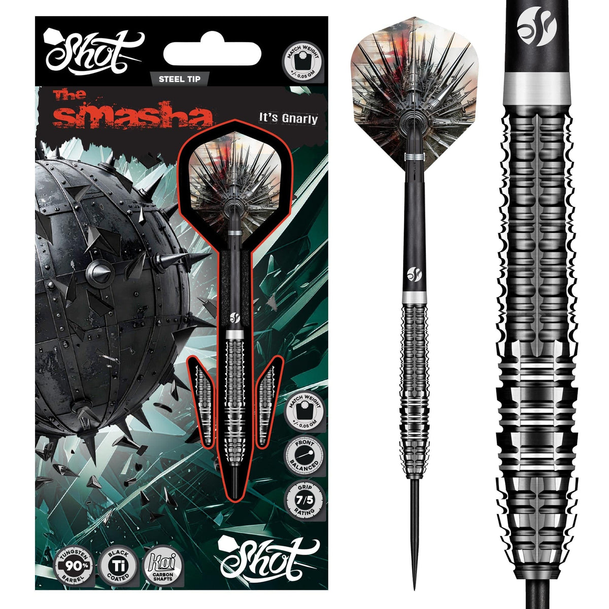 Shot Gnarly Darts - Steel Tip - 90% Tungsten - Smasha