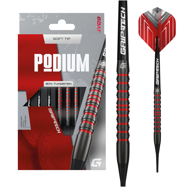 Goat Podium Darts - Soft Tip - 90% Tungsten - Black & Red - 20g