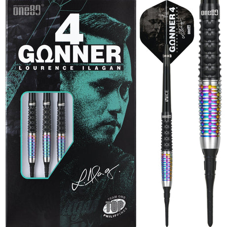 One80 Lourence Ilagan Darts - Soft Tip - 90% Tungsten - Rainbow - 22g