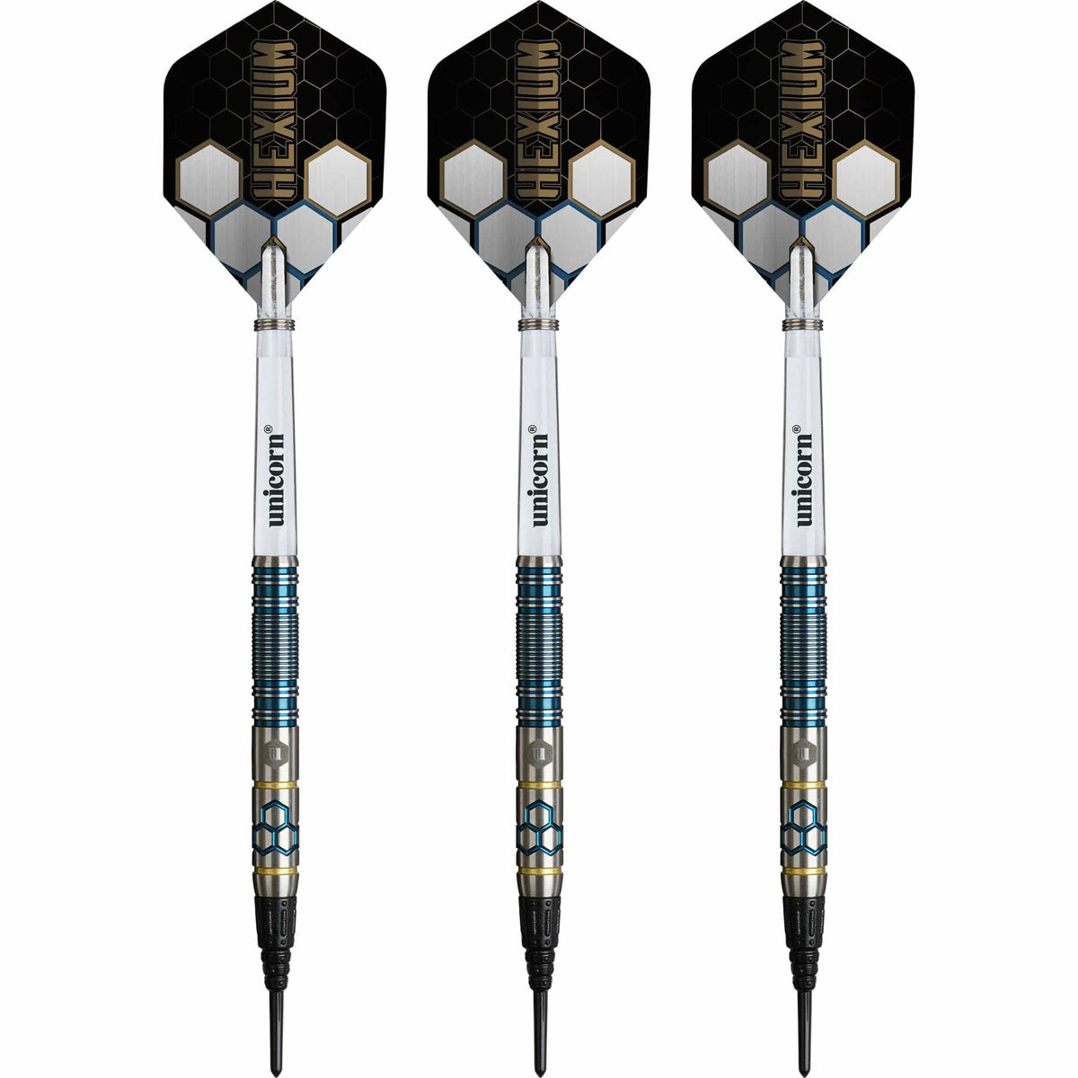 Unicorn Hexium Darts - Soft Tip - 90% Tungsten - Style 2 21g