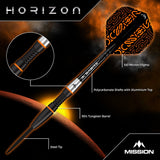 Mission Horizon Darts - Steel Tip - 95% Tungsten - Black PVD & Orange