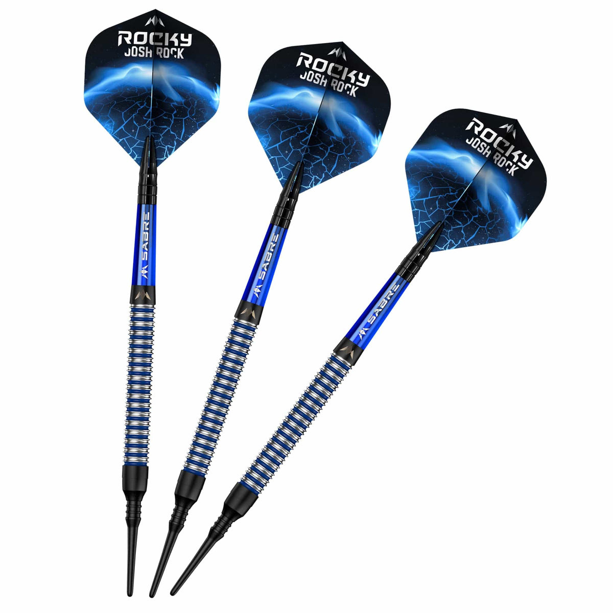 *Mission Josh Rock Darts v1 - Soft Tip - 95% - Rocky - Black & Blue - 18g 18g