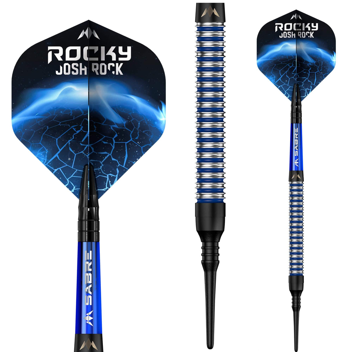 *Mission Josh Rock Darts v1 - Soft Tip - 95% - Rocky - Black & Blue - 18g 18g