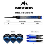*Mission Josh Rock Darts v1 - Soft Tip - 95% - Rocky - Black & Blue - 18g 18g
