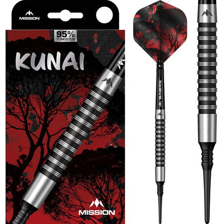 Mission Kunai Darts - Soft Tip - 95% Tungsten - Black PVD - 19g