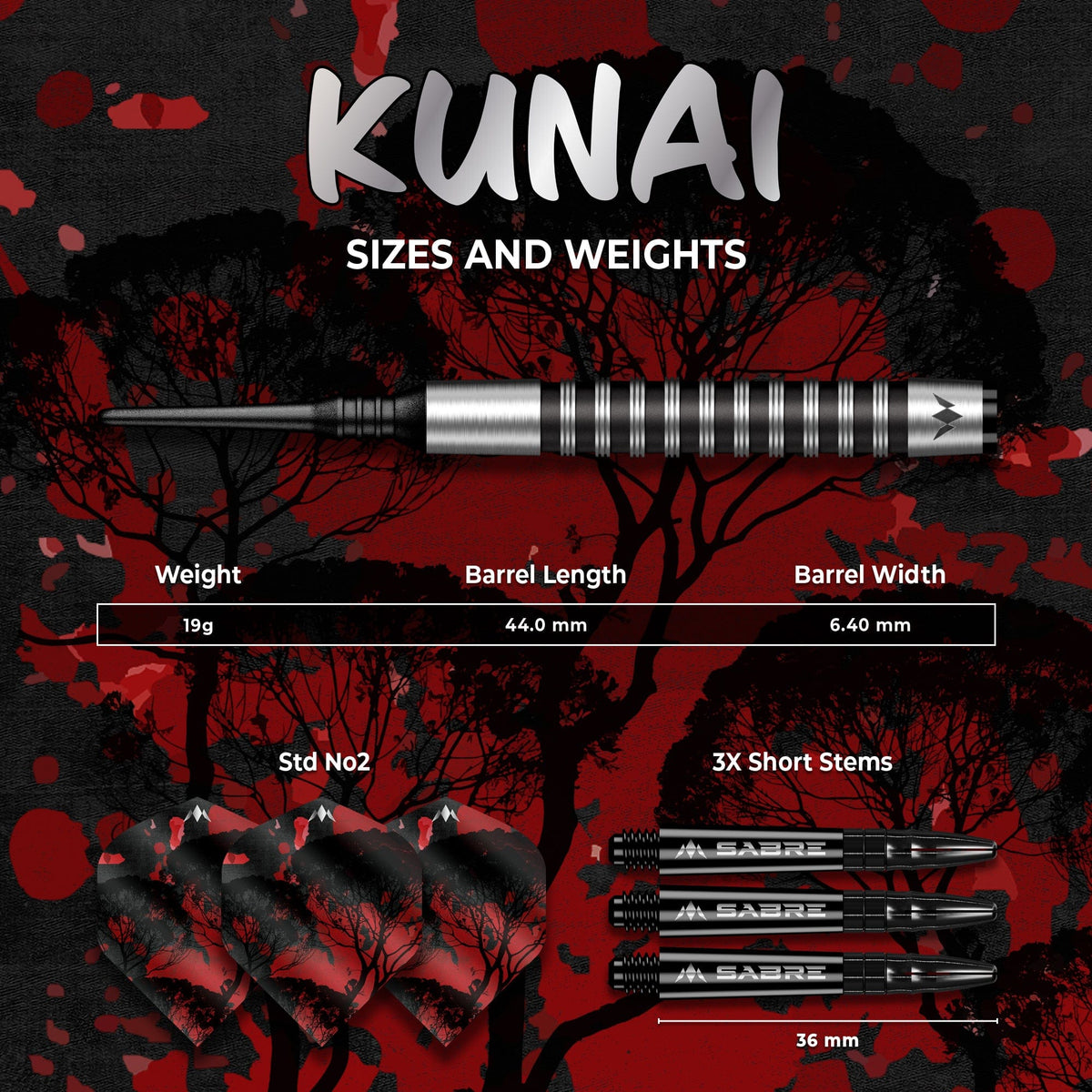 Mission Kunai Darts - Soft Tip - 95% Tungsten - Black PVD - 19g