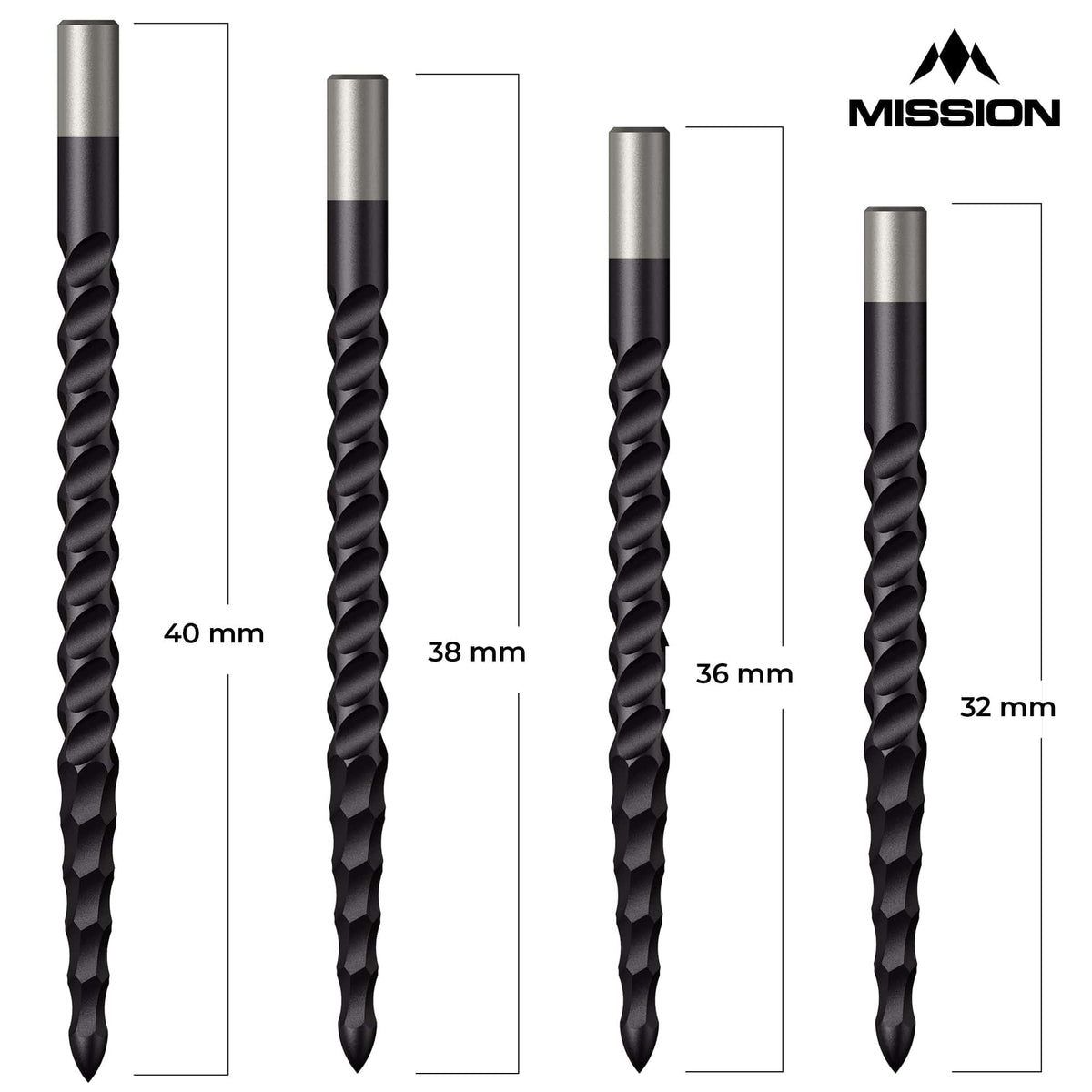 *Mission Lunar CS Dart Points - Spare Points - Rough Cut - Black