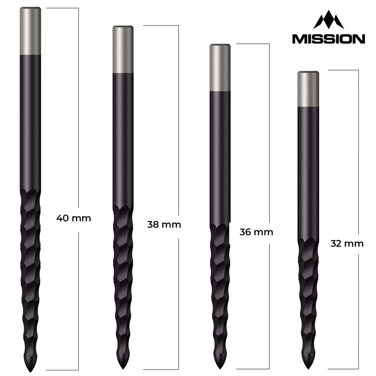*Mission Lunar FS Dart Points - Spare Points - Rough Cut - Black