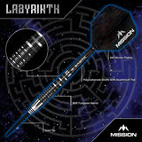 Mission Labyrinth Darts - Steel Tip - 90% Tungsten - Black PVD