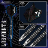 Mission Labyrinth Darts - Steel Tip - 90% Tungsten - Black PVD