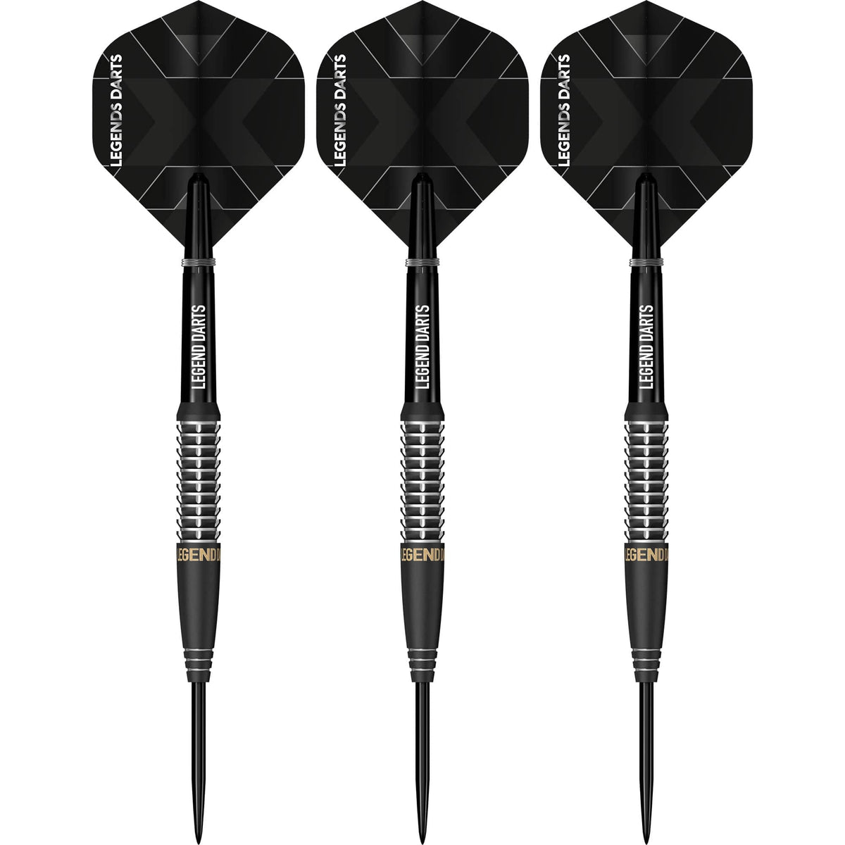 Legend Darts - Steel Tip - Revolution Series - B22 - Black - Shark Ring & Milled Cut