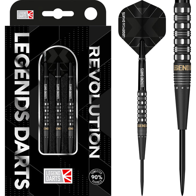 Legend Darts - Steel Tip - Revolution Series-  B23 - Black - Front Taper Ring & Milled Cut