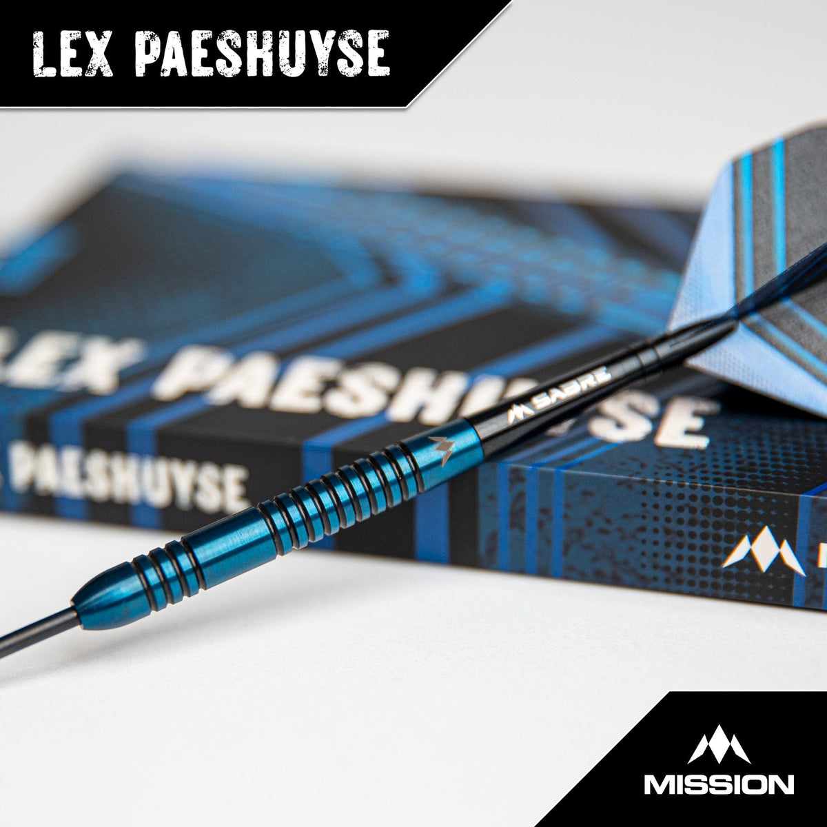 Mission Lex Paeshuyse Darts - Steel Tip - 90% Tungsten - Blue & Black