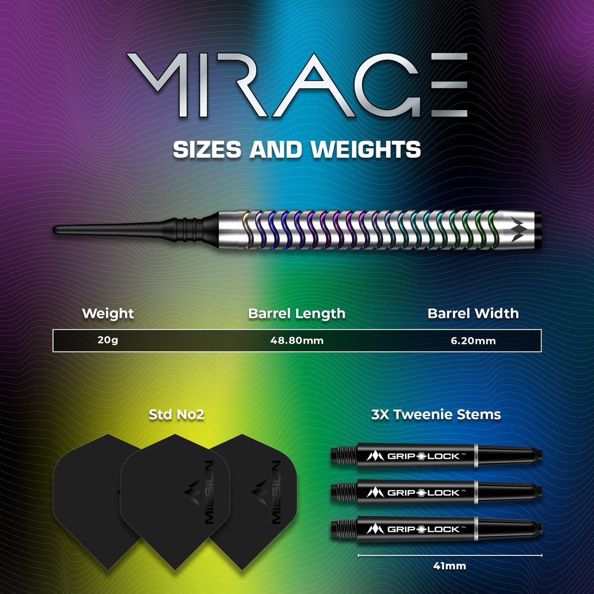 Mission Mirage Darts - Soft Tip - 90% Tungsten 20g