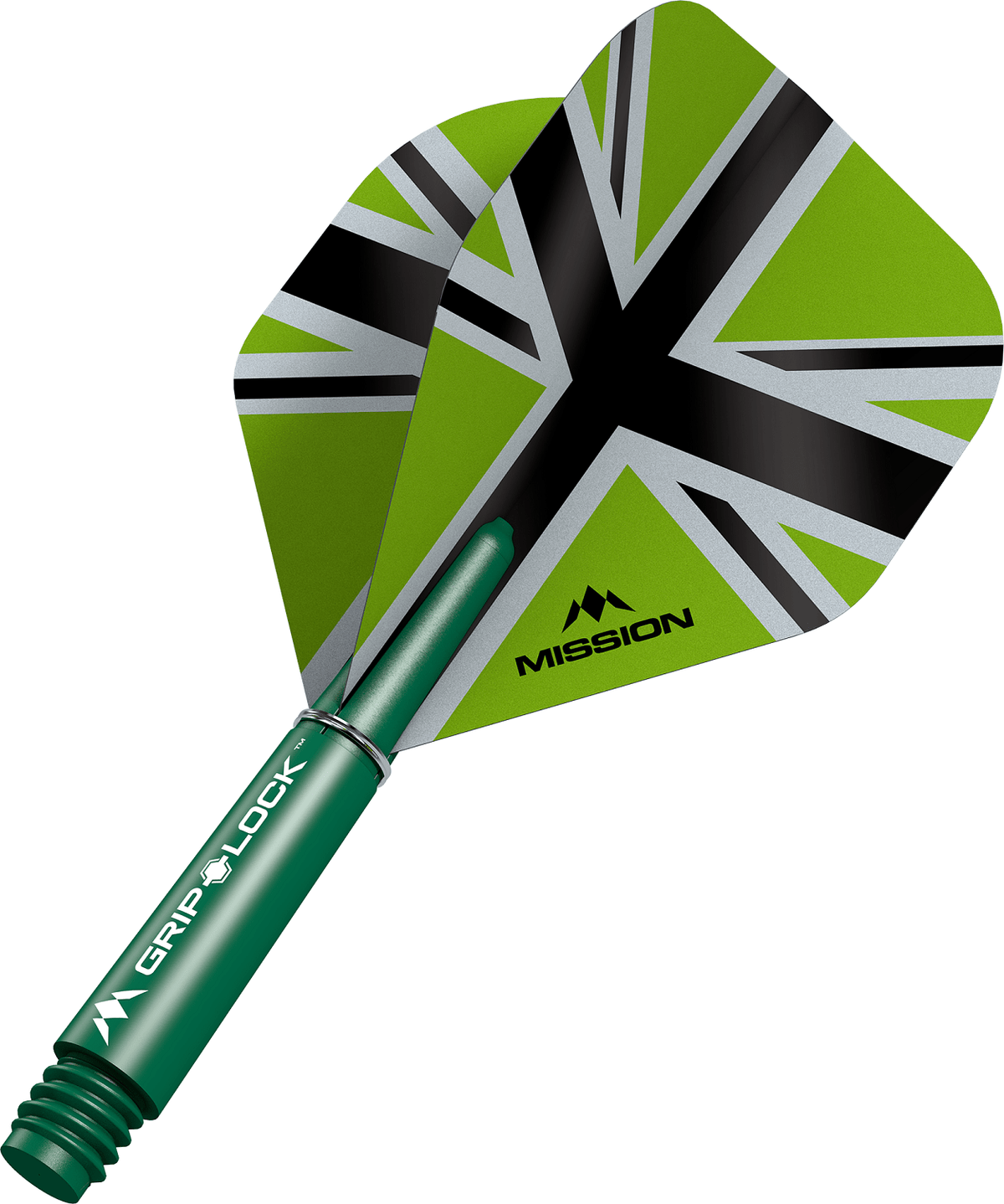 Mission Alliance X Black No2 Dart Flights Combo With Griplock Shafts Green / Short
