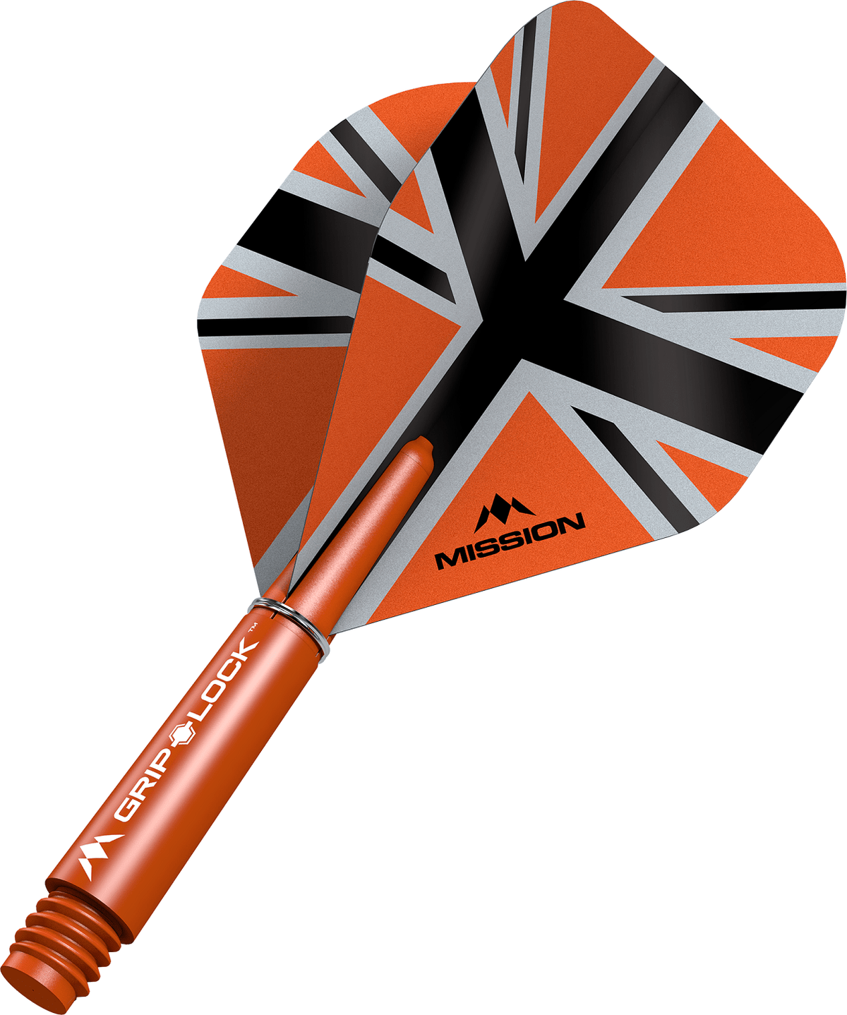 Mission Alliance X Black No2 Dart Flights Combo With Griplock Shafts Orange / Short