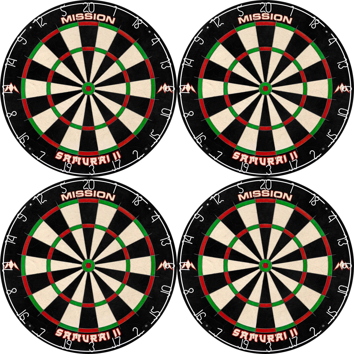 Mission Samurai II Dartboard - Ultra Thin Wire - Professional Board - Pack of 4