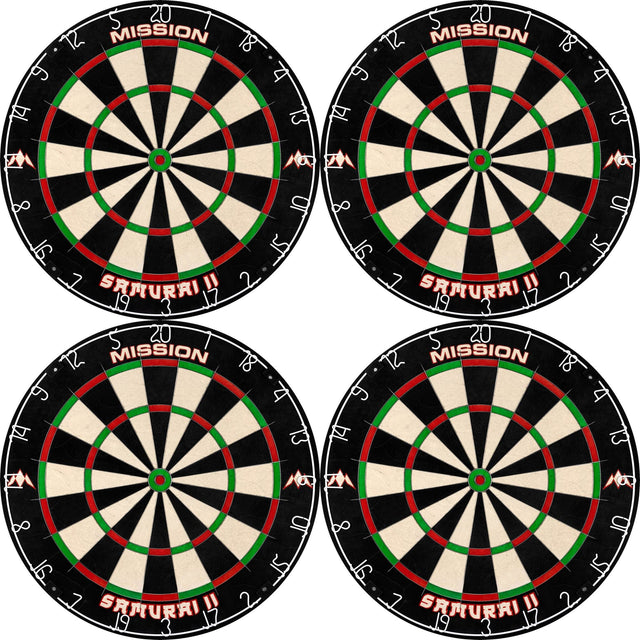 Mission Samurai II Dartboard - Ultra Thin Wire - Professional Board - Pack of 4