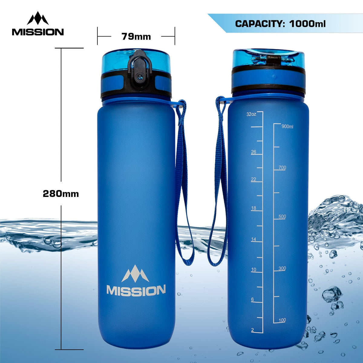 Mission Sports Water Bottle - 1000ml/32oz - BPA Free
