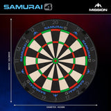 Mission Samurai 4 Dartboard - Professional - Knife Wire - Graphite Grey