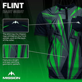 Mission Darts Flint Dart Shirt - Collarless - Lightweight - Black & Green