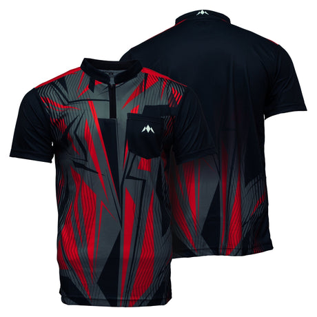 Mission Darts Flint Dart Shirt - Collarless - Lightweight - Black & Red